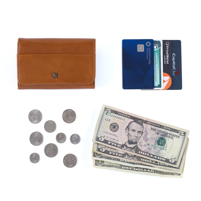 Jill Trifold Wallet in Polished Leather - Nightshade
