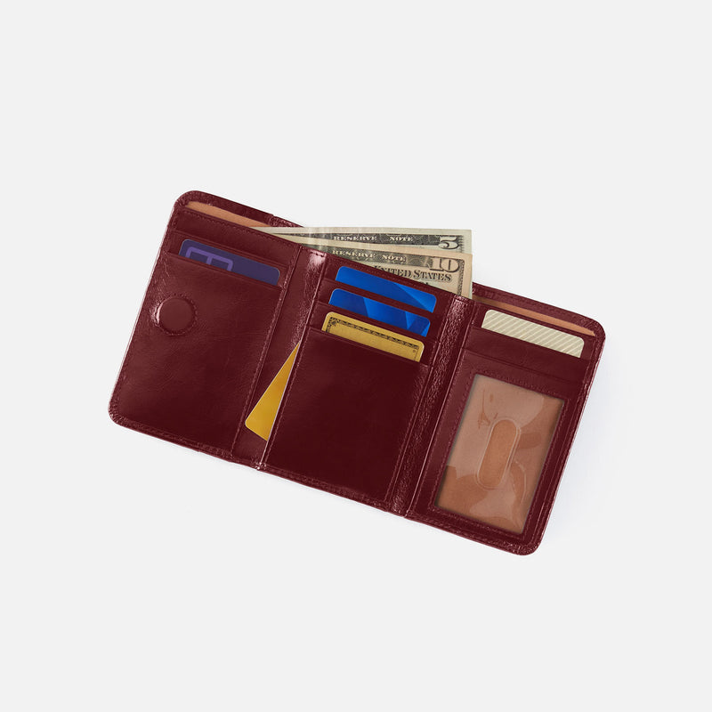 Jill Trifold Wallet in Polished Leather - Saddleberry