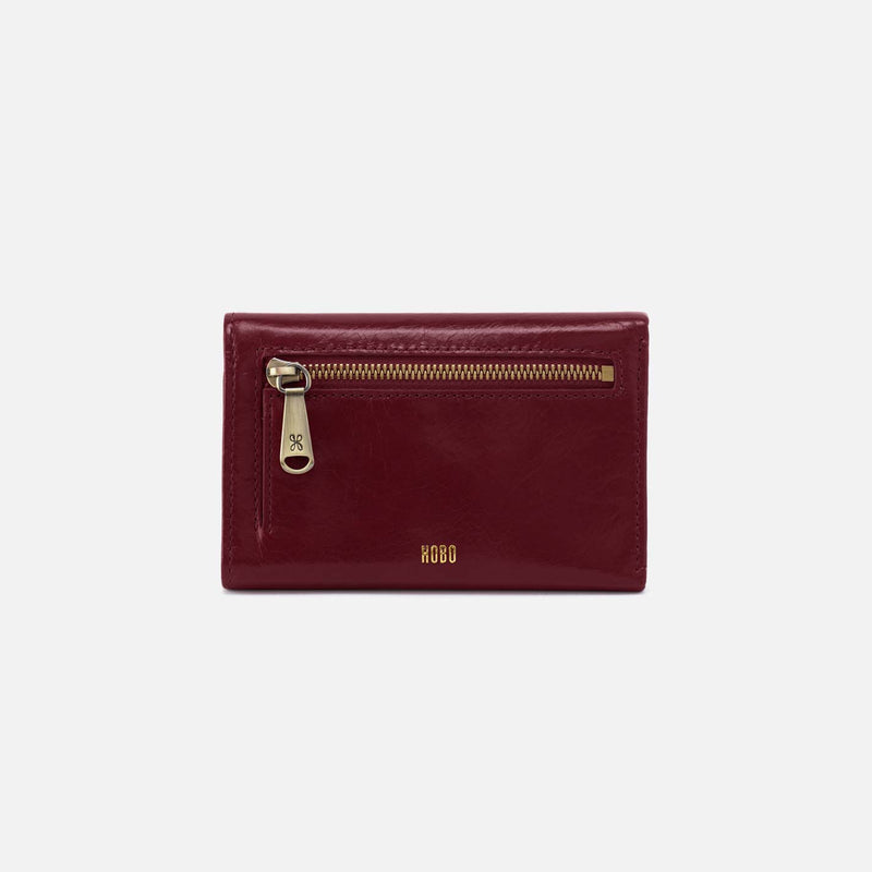 Jill Trifold Wallet in Polished Leather - Saddleberry
