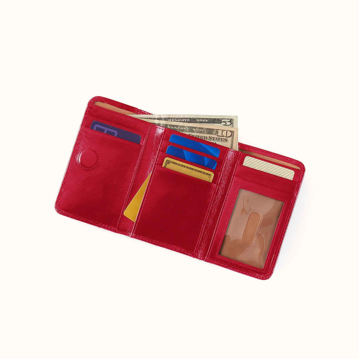 Jill Trifold Wallet In Polished Leather