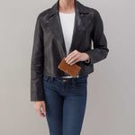 Jill Trifold Wallet in Polished Leather - Truffle