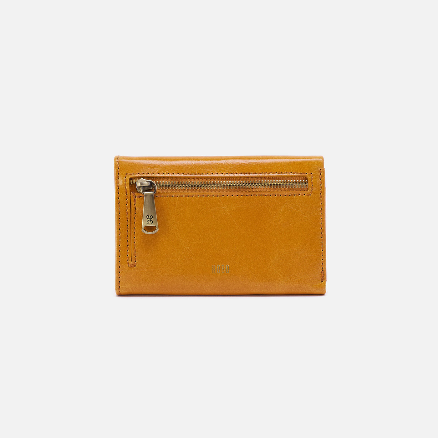 Jill Trifold Wallet in Polished Leather - Warm Amber