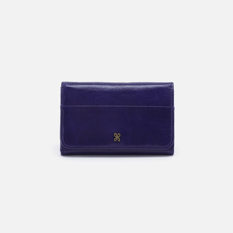 Jill Trifold Wallet in Polished Leather - Winter Violet