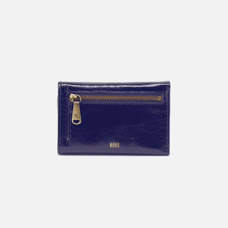 Jill Trifold Wallet in Polished Leather - Winter Violet
