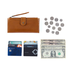 Max Continental Wallet in Polished Leather - Truffle