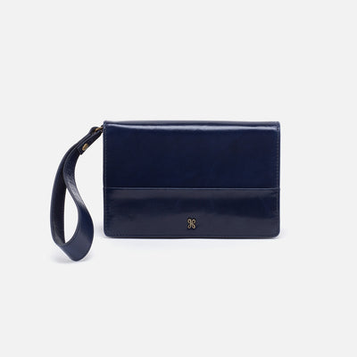 Jill Wristlet in Polished Leather - Nightshade