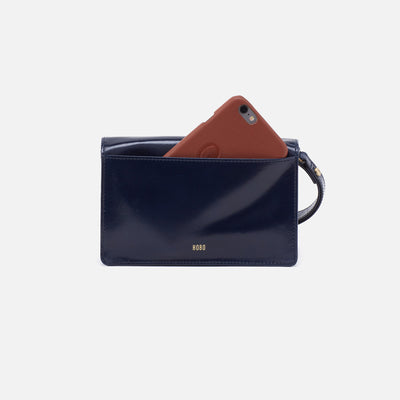 Jill Wristlet in Polished Leather - Nightshade