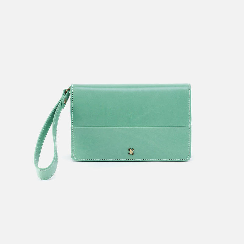 Jill Wristlet in Polished Leather - Seaglass