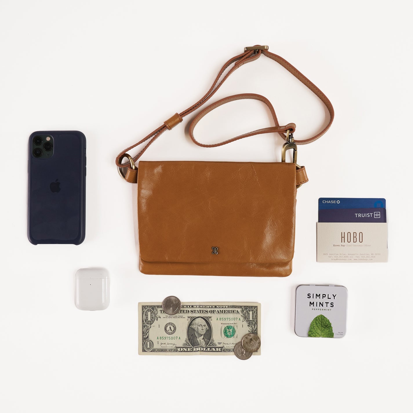 Winn Belt Bag in Polished Leather Black HOBO