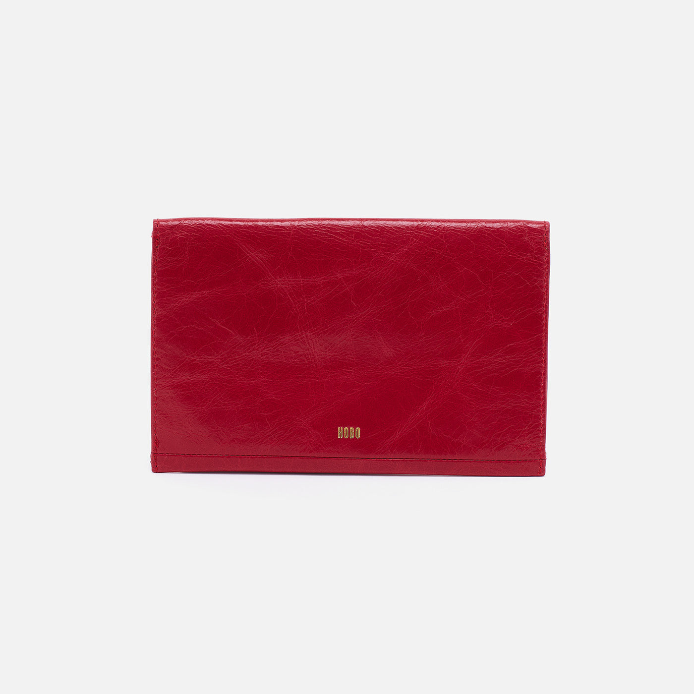 Envelope Continental Wallet in Polished Leather - Claret