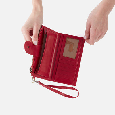 Kali Phone Wallet in Polished Leather - Claret
