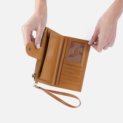 Kali Phone Wallet in Polished Leather - Natural