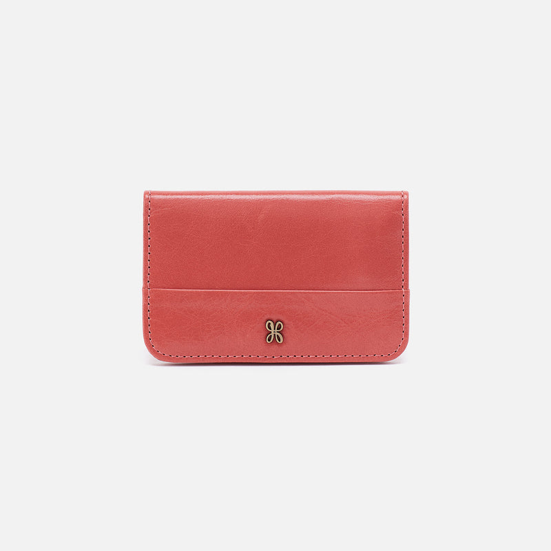 Jill Mini Card Case in Polished Leather - Cherry Blossom