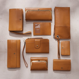 Jill Mini Card Case in Polished Leather - Natural