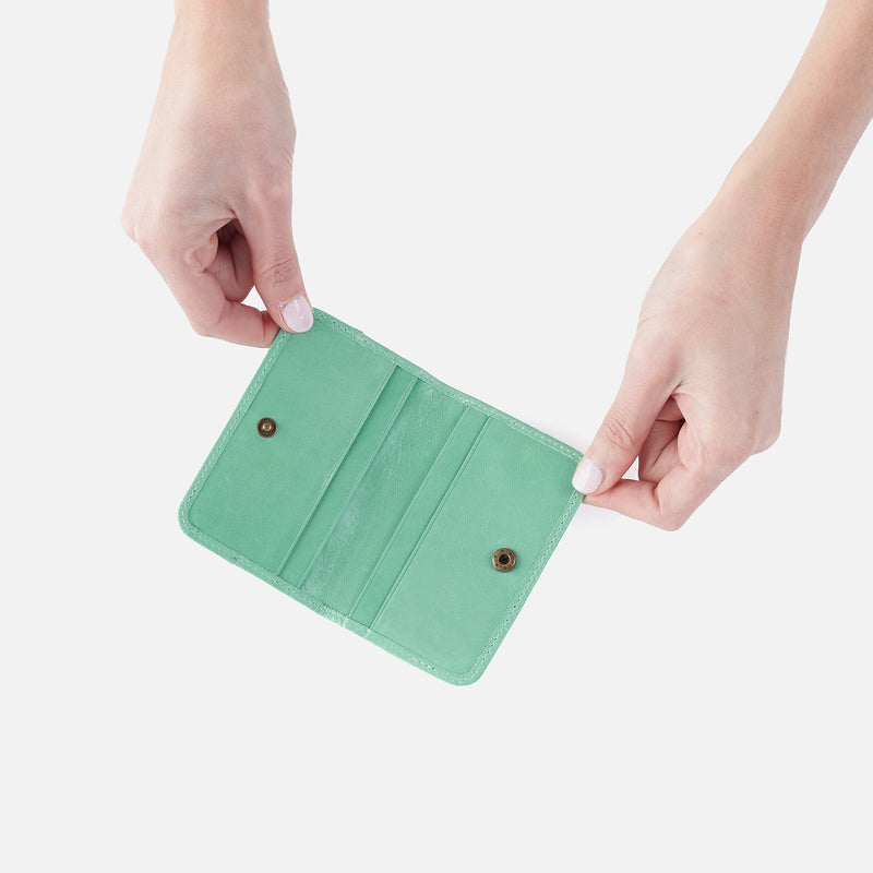 Jill Mini Card Case in Polished Leather - Seaglass