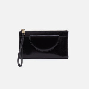 Zenith Wristlet in Polished Leather - Black