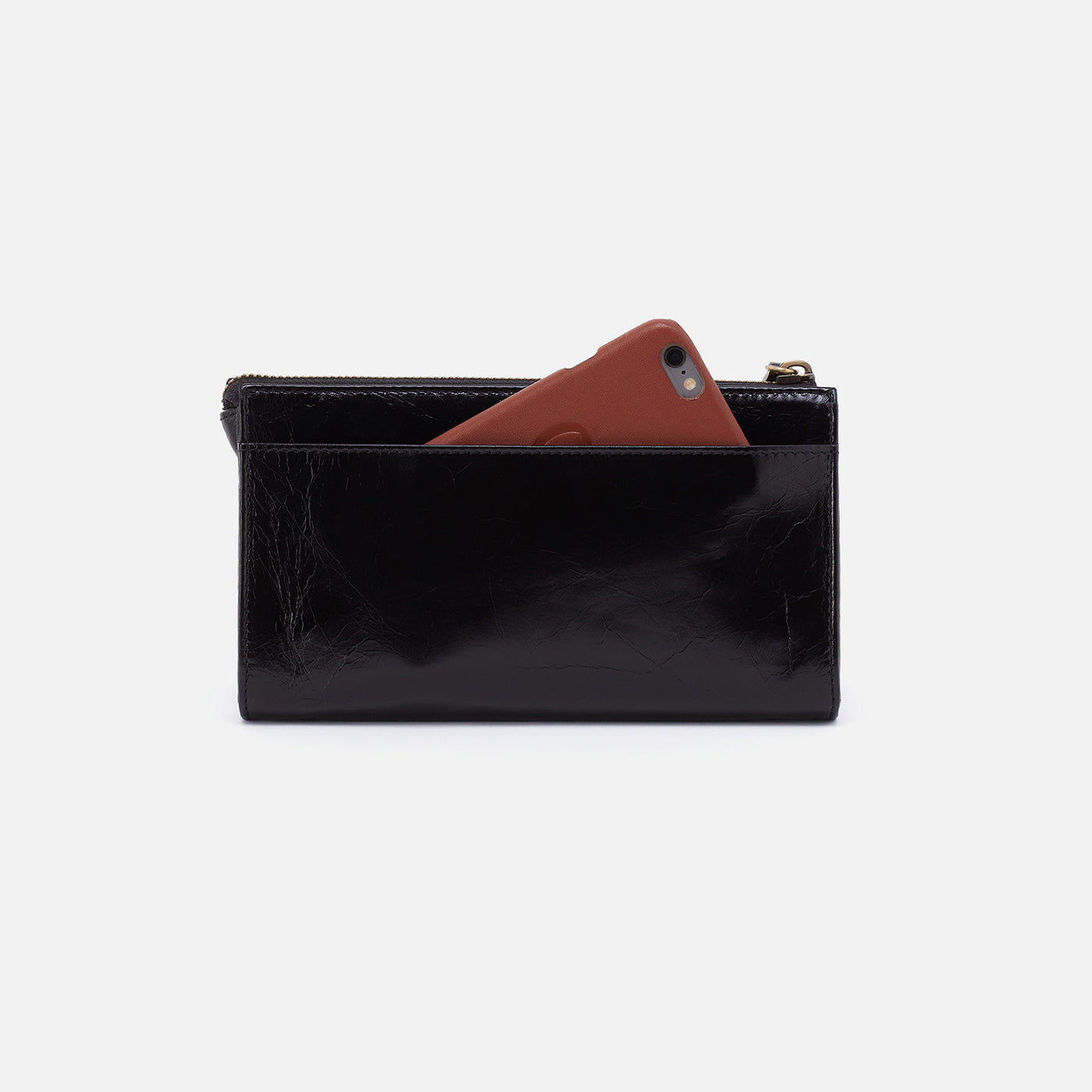 Zenith Wristlet in Polished Leather - Black