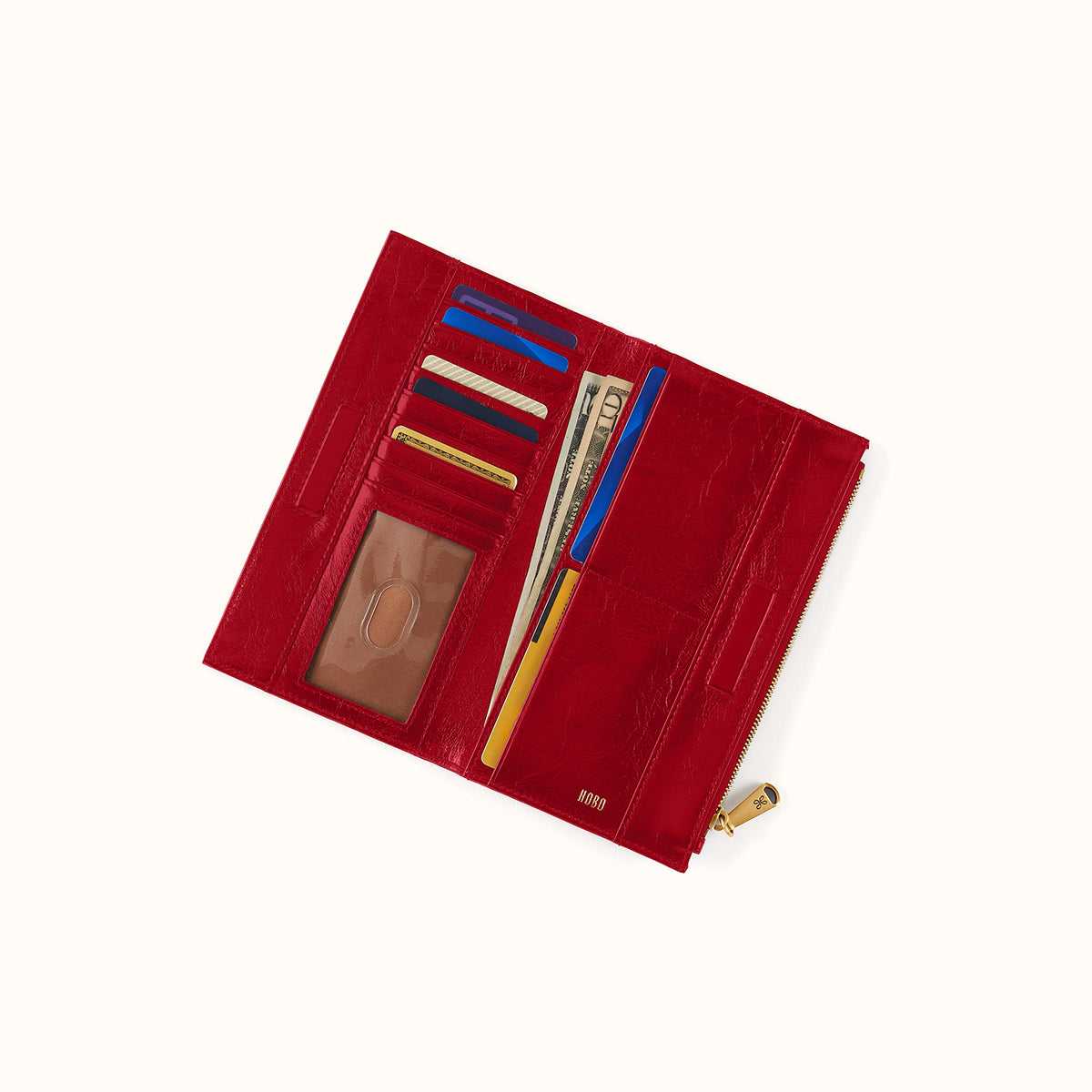 Jill Large Bifold Wallet In Polished Leather