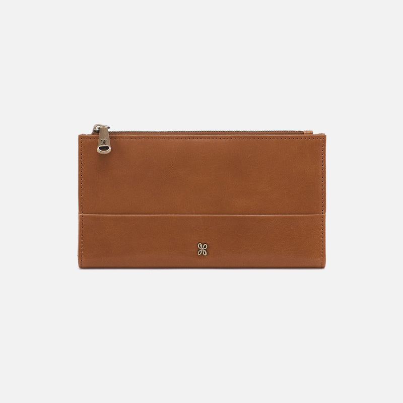 Jill Large Bifold Wallet in Polished Leather - Truffle