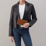 Jill Large Bifold Wallet in Polished Leather - Truffle