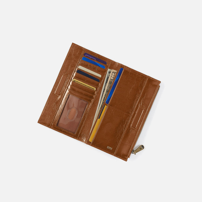 Jill Large Bifold Wallet in Polished Leather - Truffle