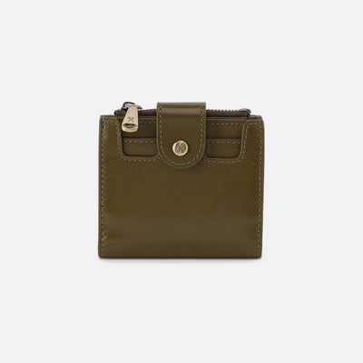 Dunn Mini Wallet In Polished Leather - Olive Veil