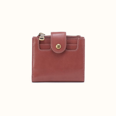 Dunn Mini Wallet In Polished Leather - Rosewood