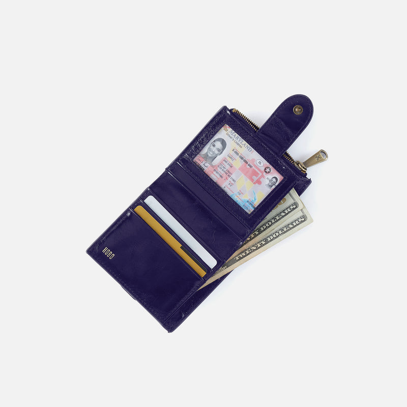 Dunn Mini Wallet in Polished Leather - Winter Violet