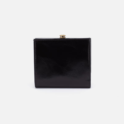 Gable Mini Frame Wallet In Polished Leather - Black