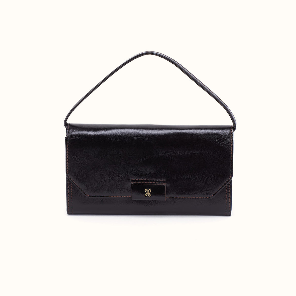 Romy Wallet Crossbody in Polished Leather - Black