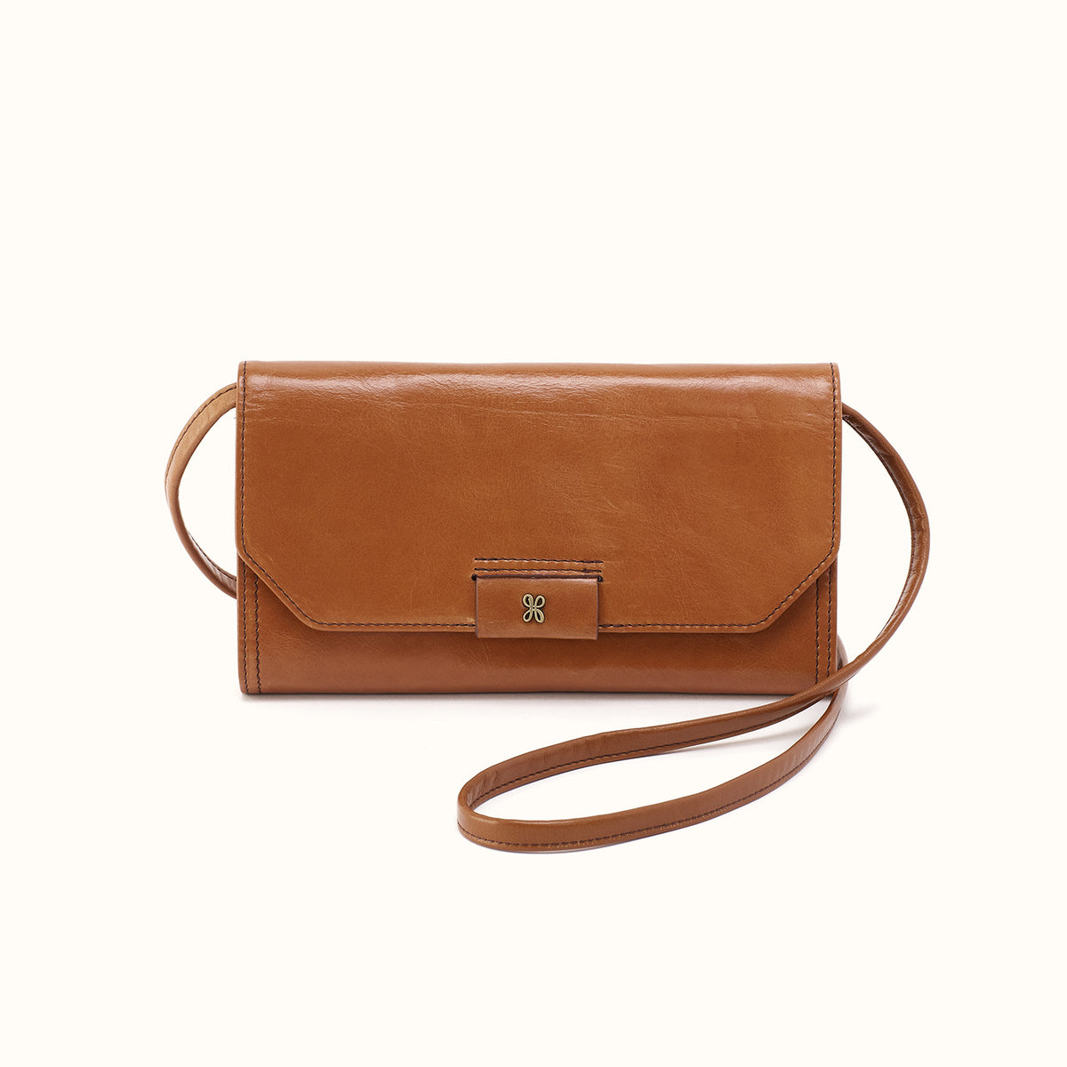 Romy Wallet Crossbody In Polished Leather - Truffle- FOL