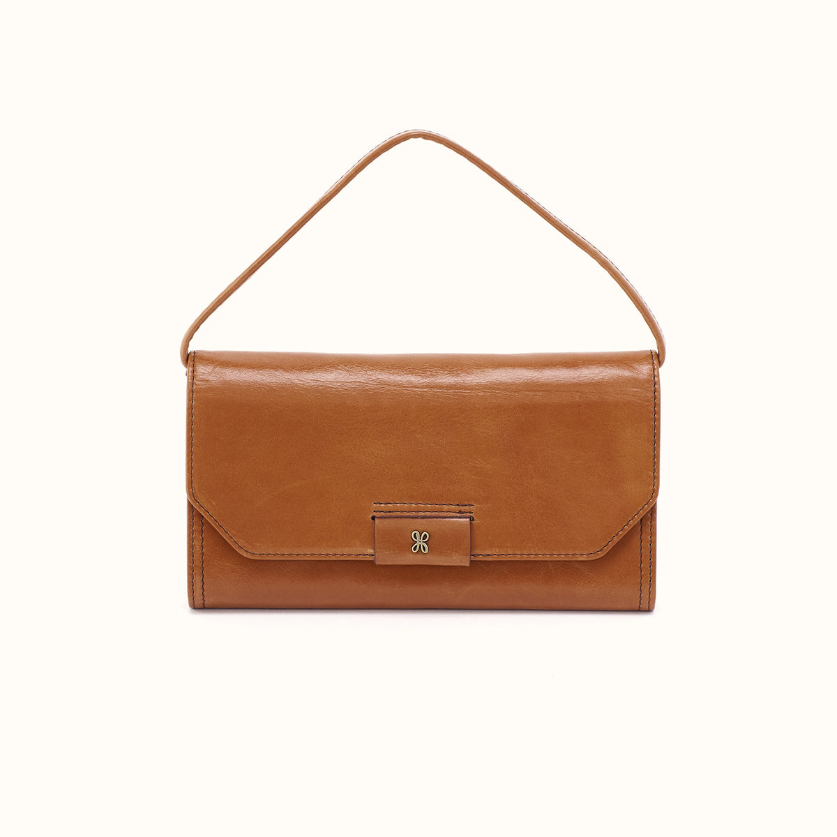 Romy Wallet Crossbody in Polished Leather - Truffle
