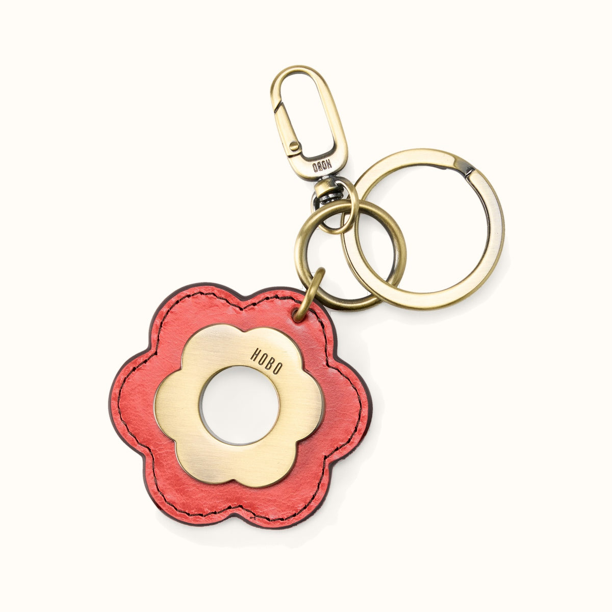Daisy Keychain In Polished Leather - Pink Mirage- FOL