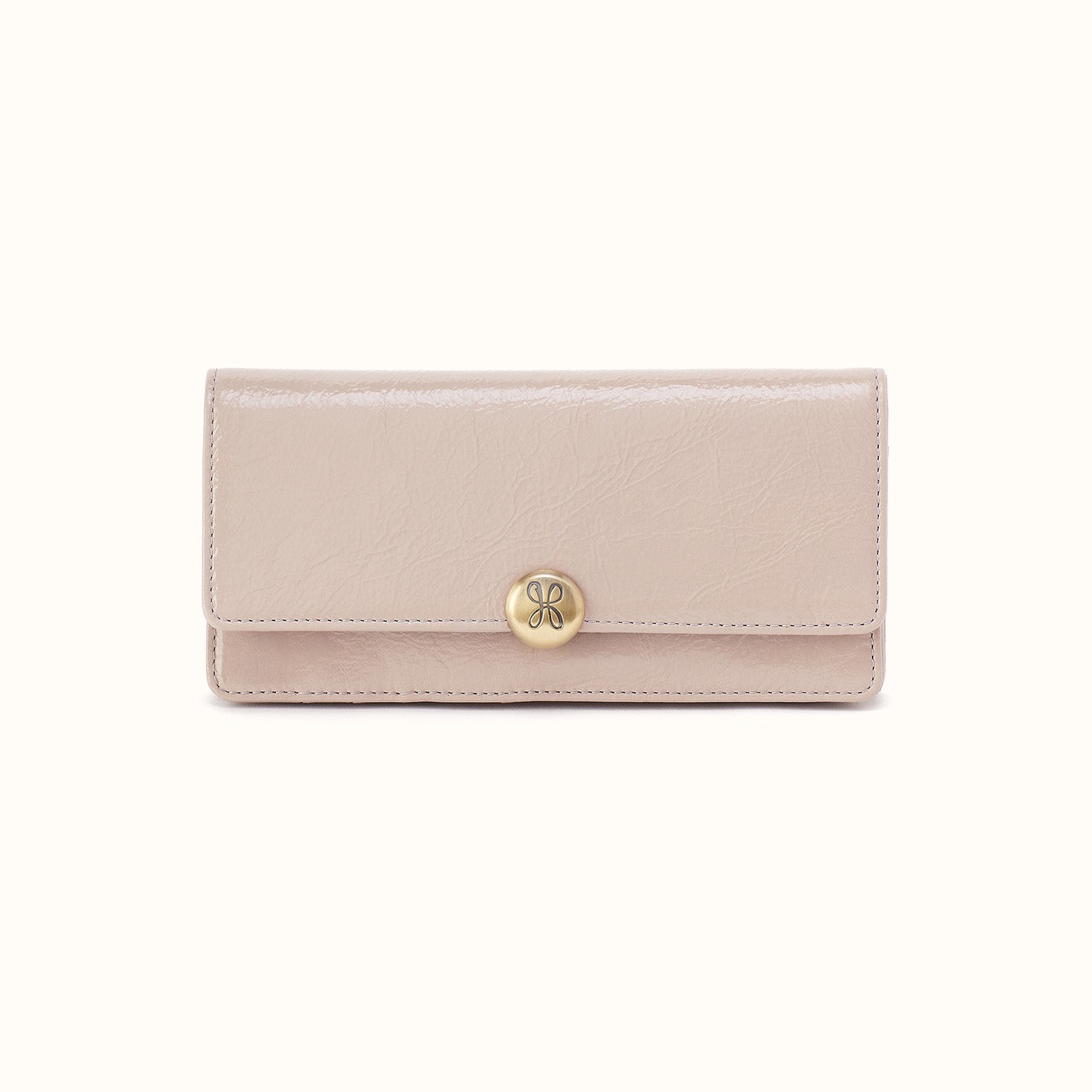 Hutton Large Wallet In Gloss Leather - Stone Gloss – HOBO