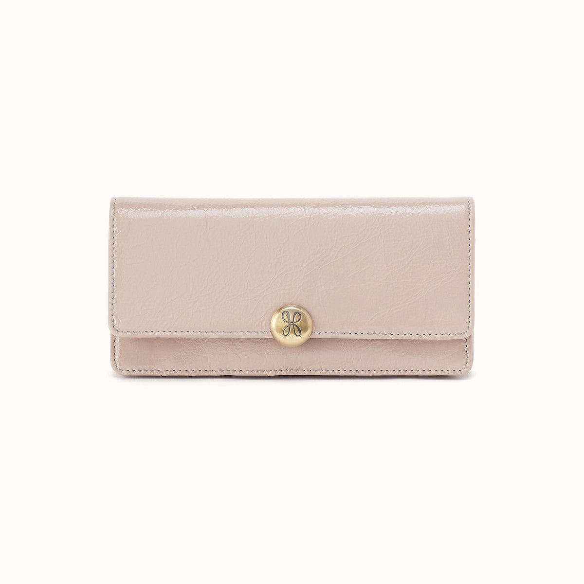 Hutton Large Wallet In Aniline Gloss Leather - Stone Gloss- FOL