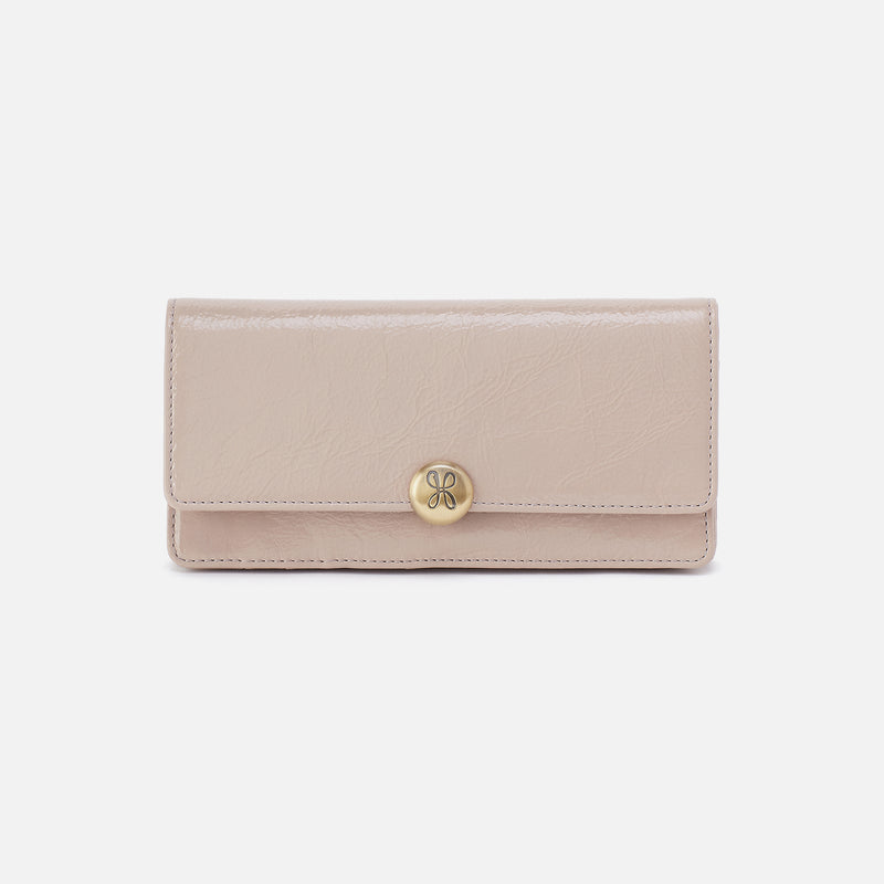 Hutton Large Wallet In Gloss Leather - Stone Gloss