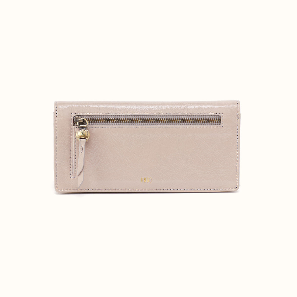 Hutton Large Wallet In Aniline Gloss Leather - Stone Gloss- FOL