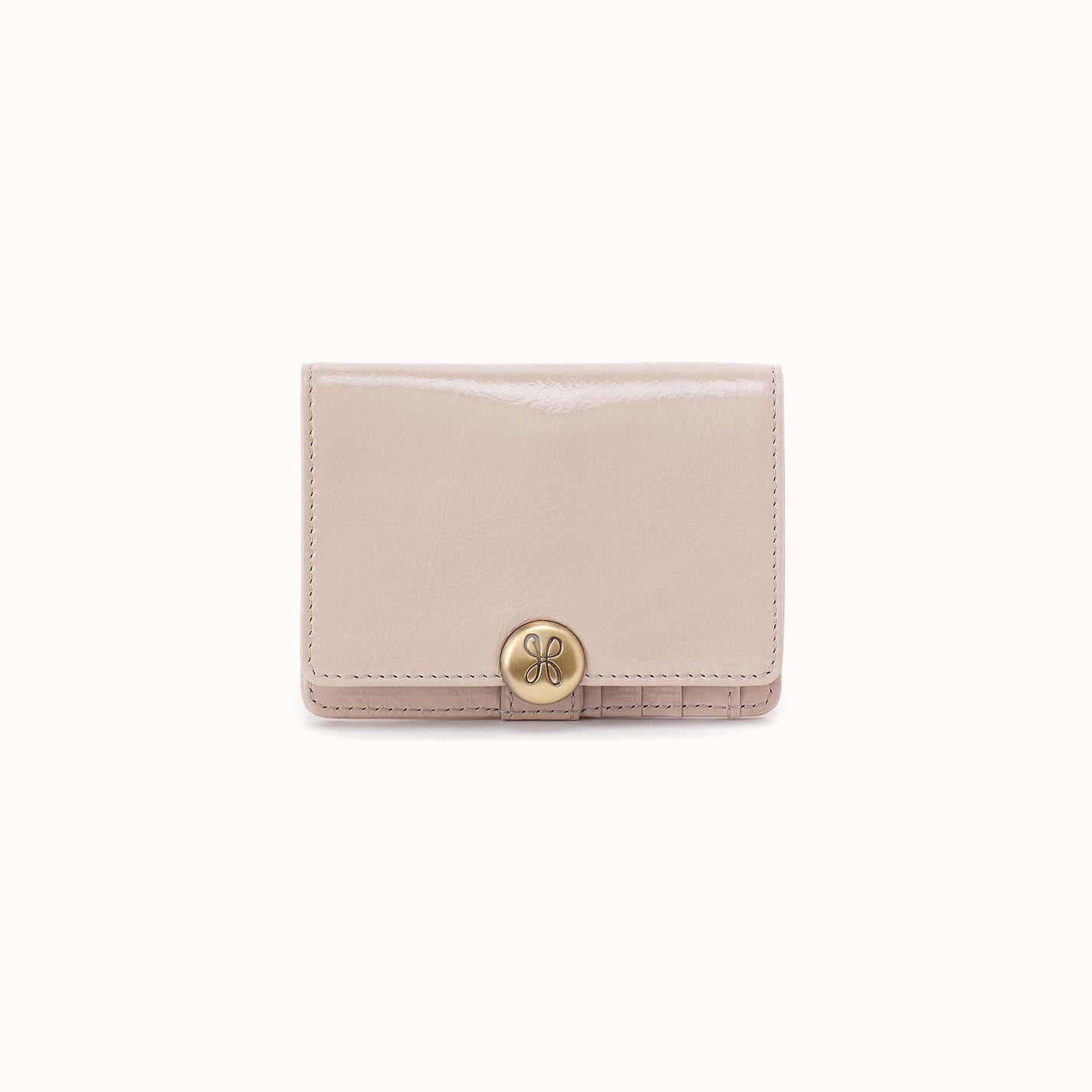 Hutton Small Wallet In Gloss Leather - Stone Gloss – HOBO