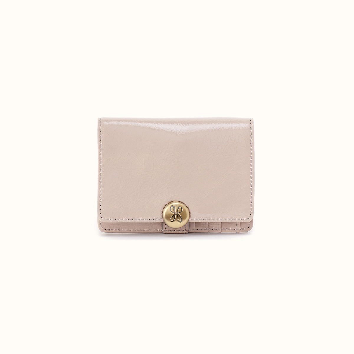 Hutton Small Wallet In Aniline Gloss Leather - Stone Gloss- FOL