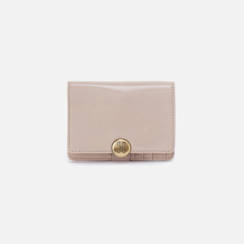 Hutton Small Wallet In Gloss Leather - Stone Gloss