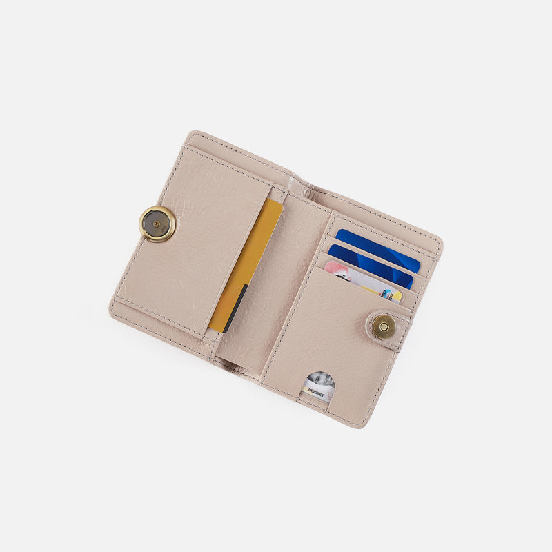 Hutton Small Wallet In Gloss Leather - Stone Gloss