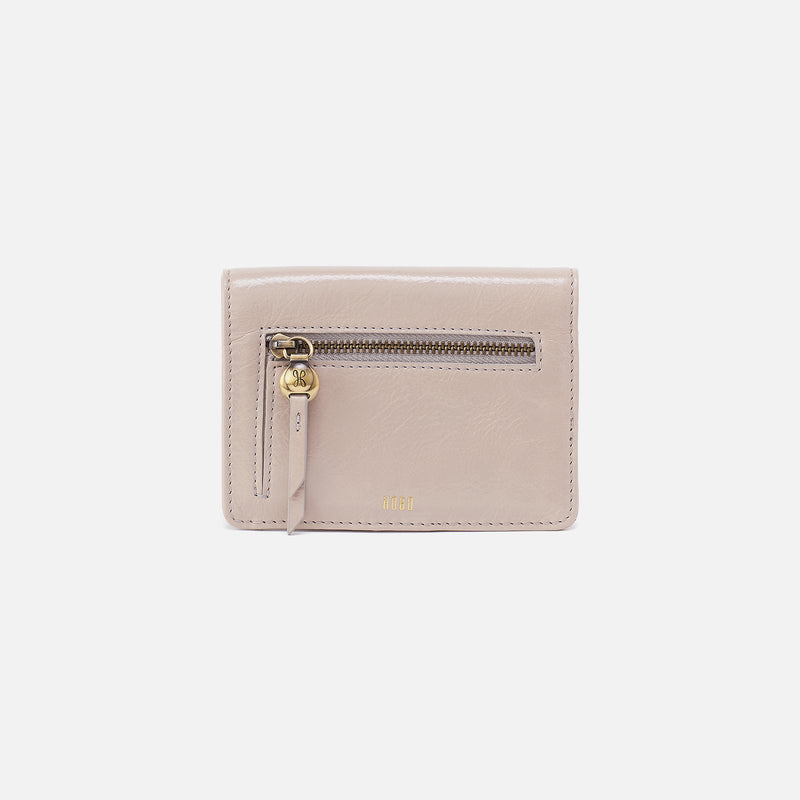 Hutton Small Wallet In Gloss Leather - Stone Gloss