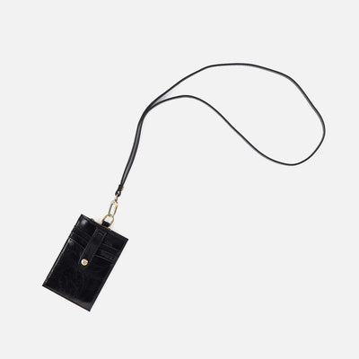 Around Town Lanyard In Polished Leather - Black