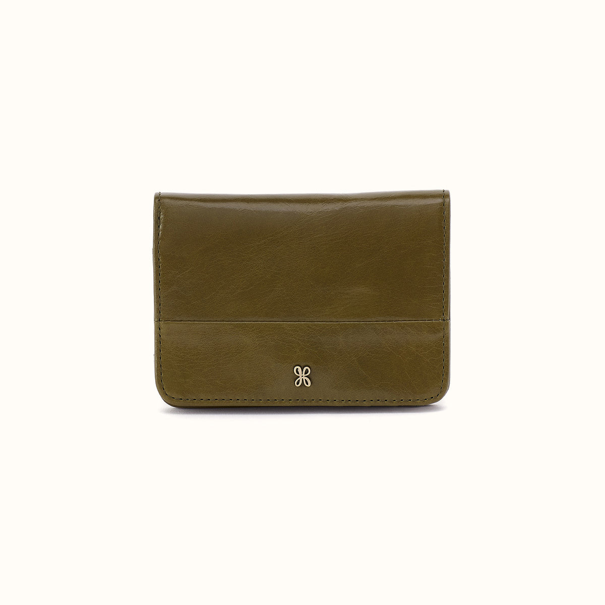 Jill Bifold Wallet In Polished Leather - Olive Veil- FOL