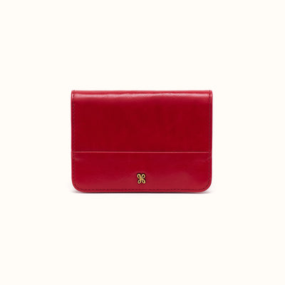 Jill Bifold Wallet In Polished Leather - True Red