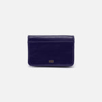 Jill Flap Card Case in Polished Leather - Winter Violet