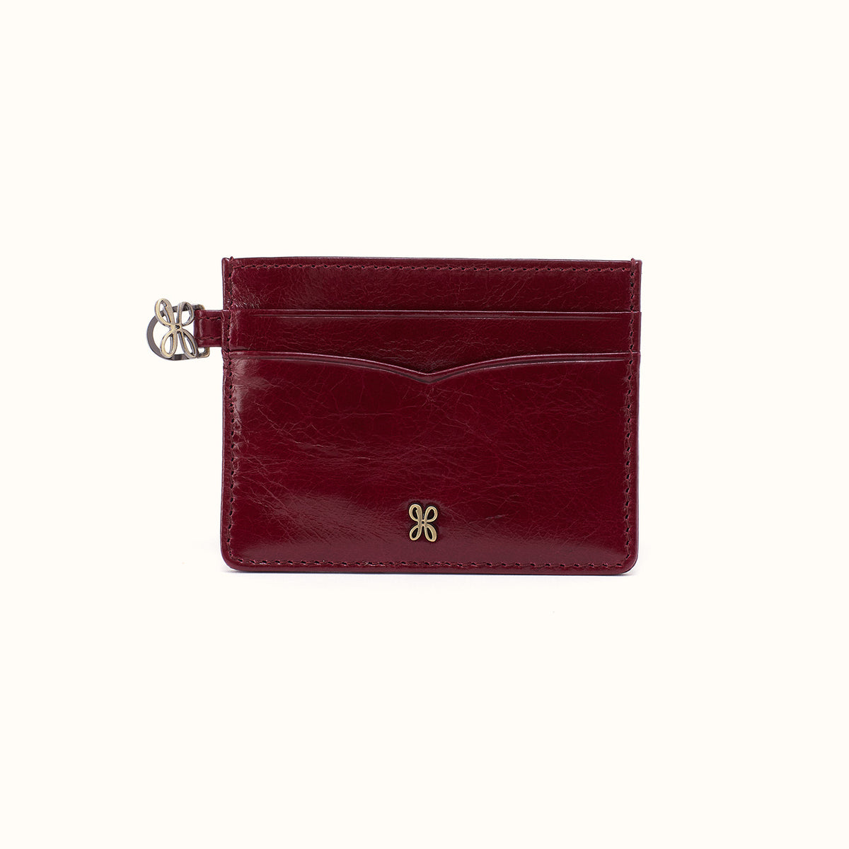 Charmed Card Case in Polished Leather - Saddleberry- FOL