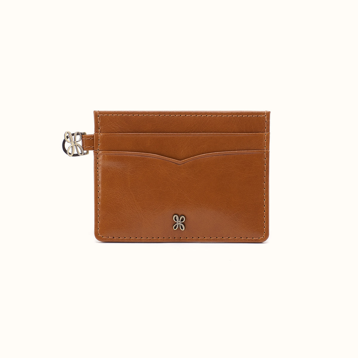 Charmed Card Case in Polished Leather - Truffle- FOL