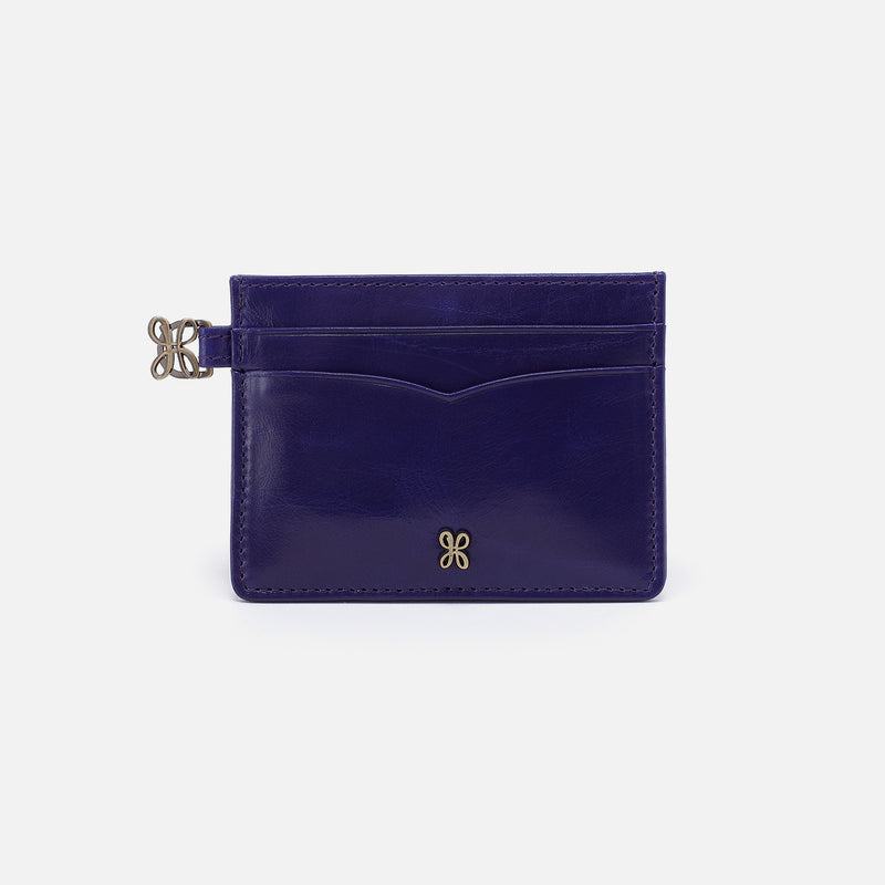Charmed Card Case in Polished Leather - Winter Violet