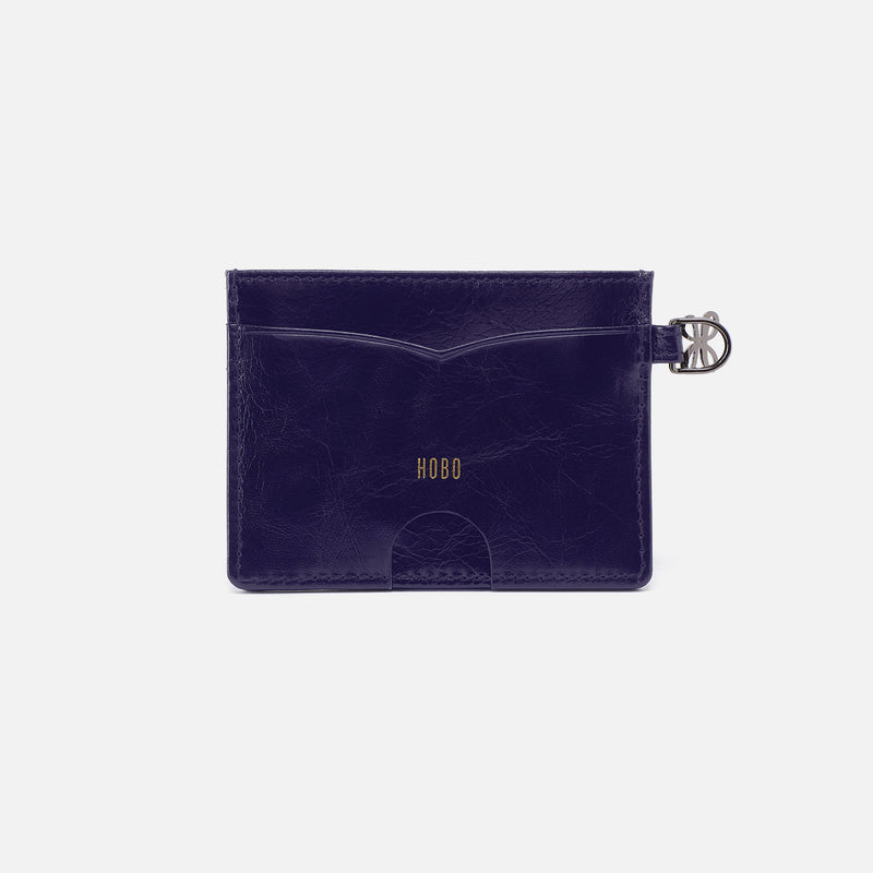 Charmed Card Case in Polished Leather - Winter Violet